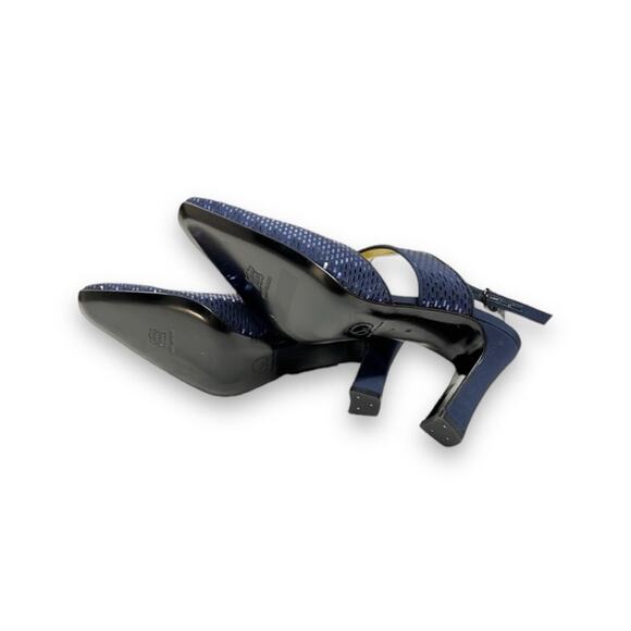 ST JOHN Electric Blue Sequin Evening Slingback Block Heels with Dust Bag SZ 7 - Picture 12 of 14